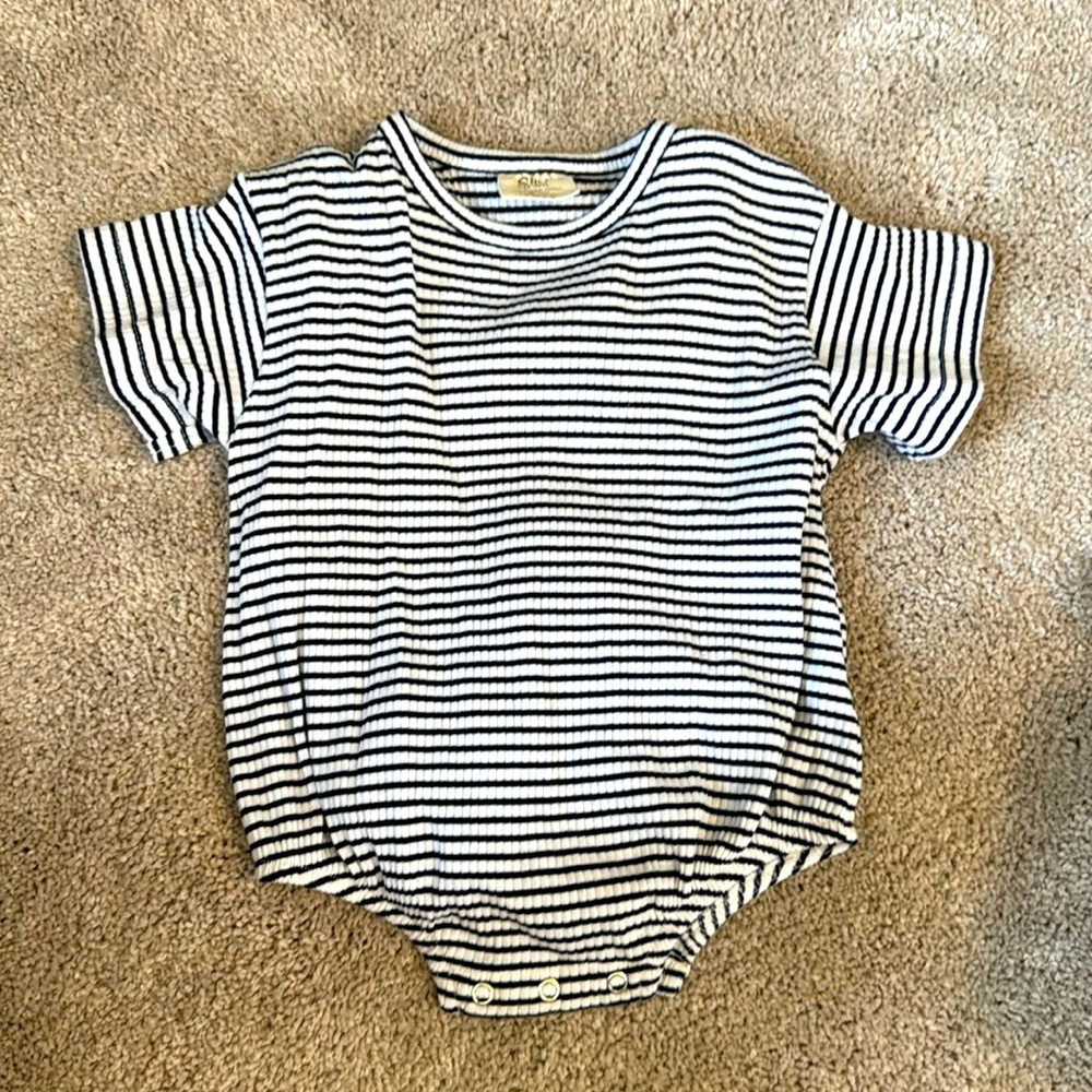 SIIX black and white striped short sleeve onesie